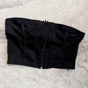 Medela Black Strapless Pumping Nursing Bra Zipper Front Stretchy Size Large